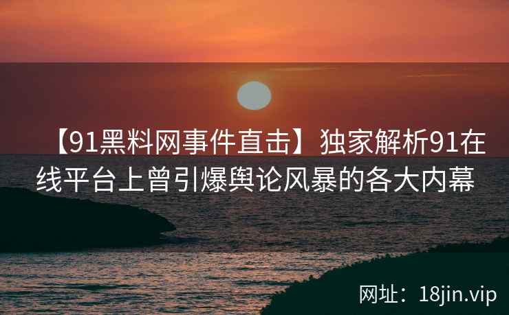 【91黑料网事件直击】独家解析91在线平台上曾引爆舆论风暴的各大内幕